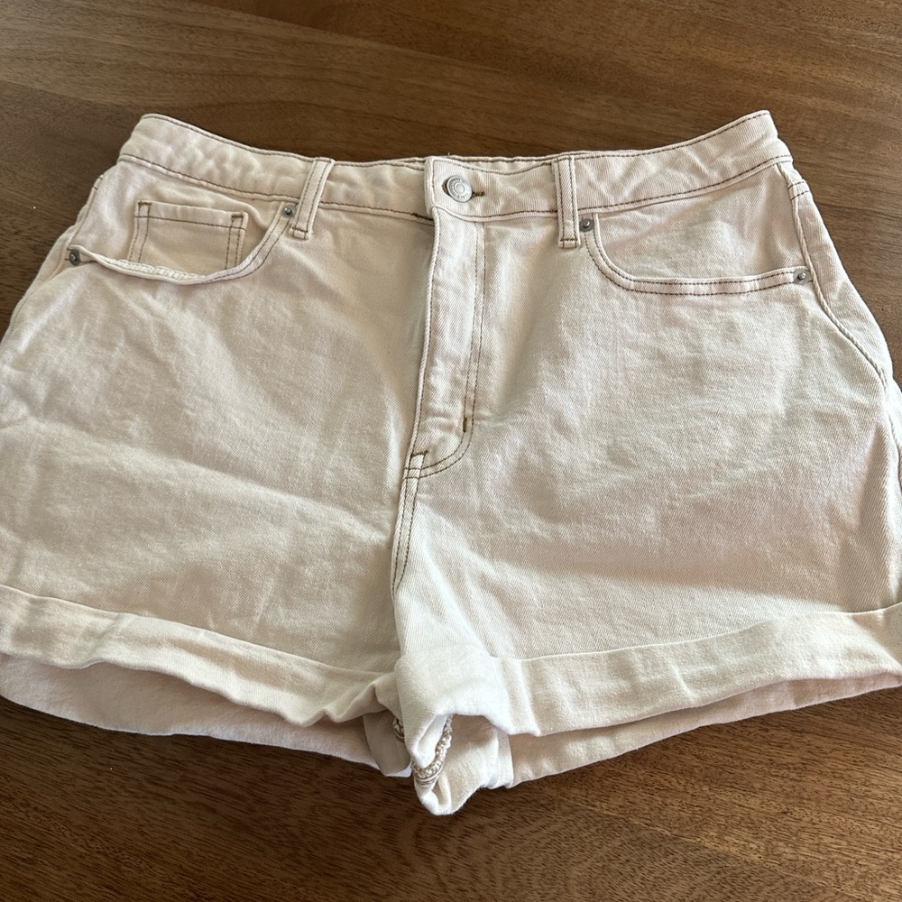 Wild Fable Cream Jean Shorts High-Waisted Relaxed Fit